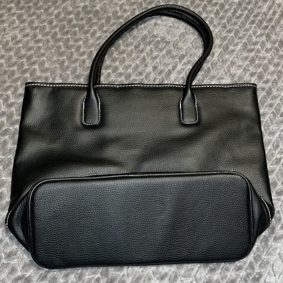 Victoria Secret Black Tote Bag.  Pink lining.  Pink stitching. - Picture 6 of 8